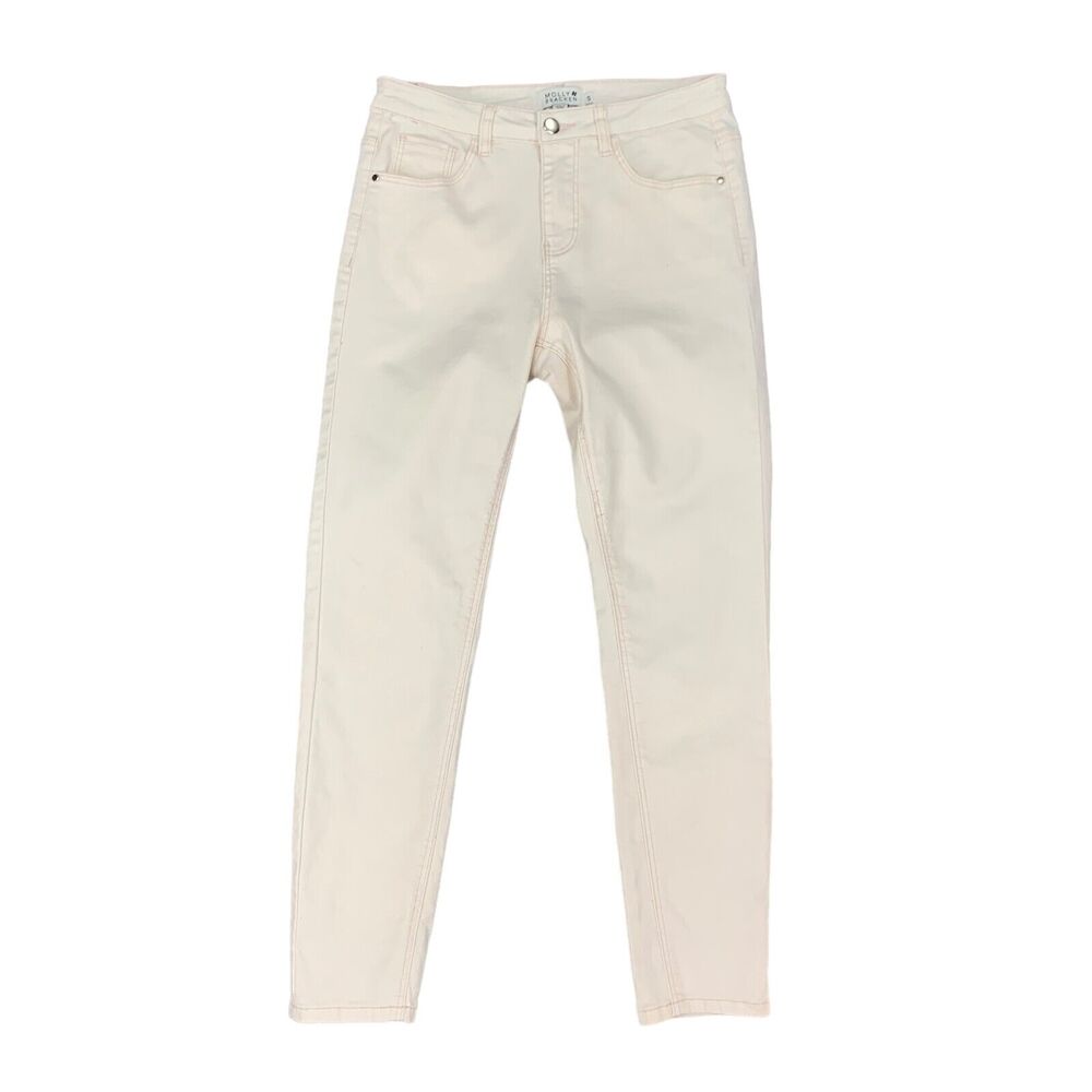 Molly Bracken Jeans Women S Small Cream Denim Stretch Mid Rise Slim Leg 5 Pocket